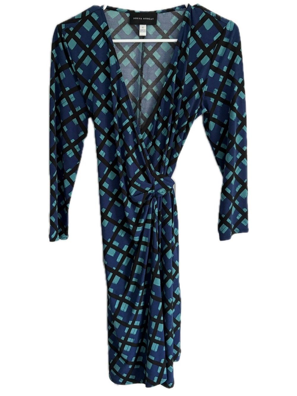 Donna Morgan Navy & Teal Wrap Dress